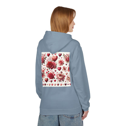Heart & Rose Pattern Hoodie — Romantic Floral Valentine Pullover