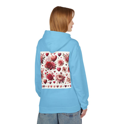 Heart & Rose Pattern Hoodie — Romantic Floral Valentine Pullover