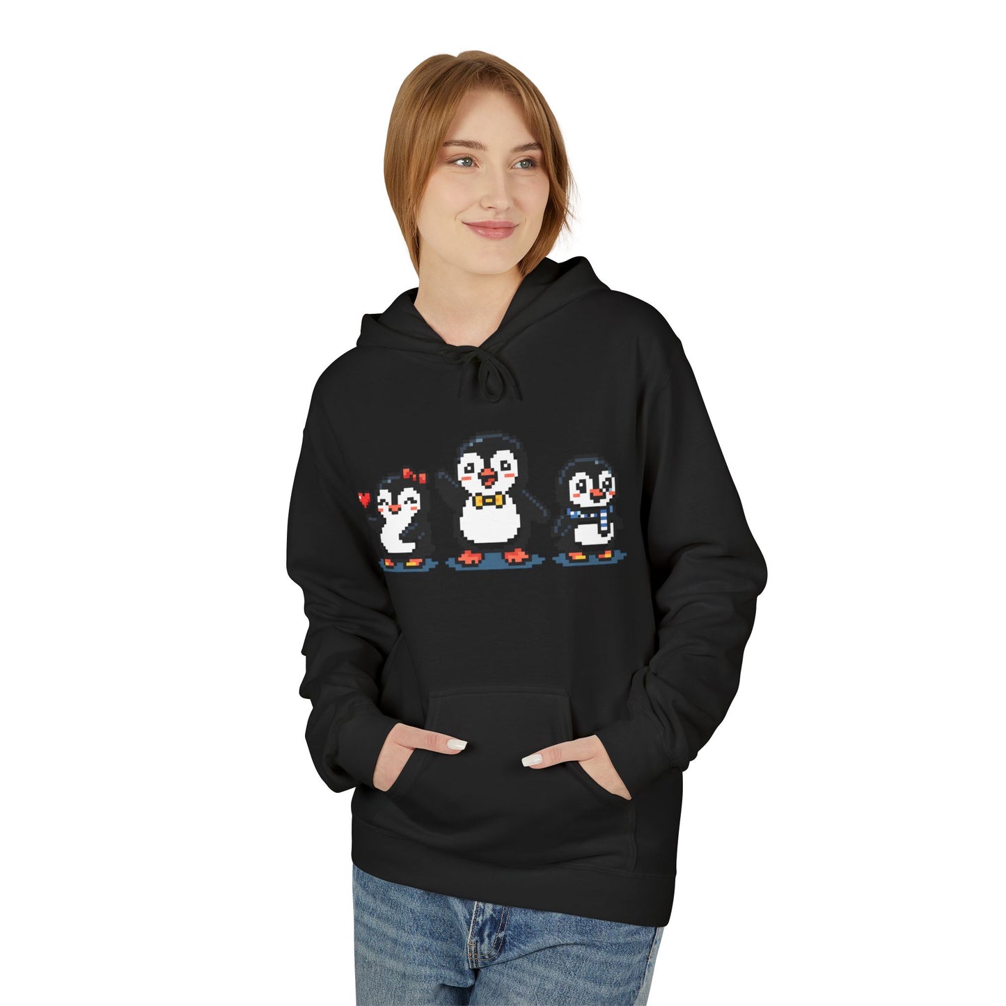 Pixel Penguin Hoodie — Cute Retro 8-Bit Penguin Family Pullover