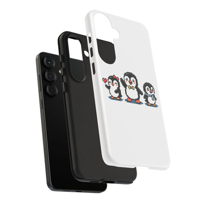 Penguin Pixel Trio Phone Case — Cute Retro 8‑Bit Penguin Family Protective Cover