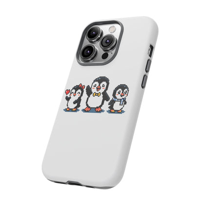 Penguin Pixel Trio Phone Case — Cute Retro 8‑Bit Penguin Family Protective Cover