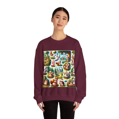 Whimsical Forest Animal Crewneck Sweatshirt | Cozy Unisex Heavy Blend™ Design