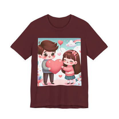 Cute Couple Heart Graphic Tee - Valentine Kawaii Love T-Shirt