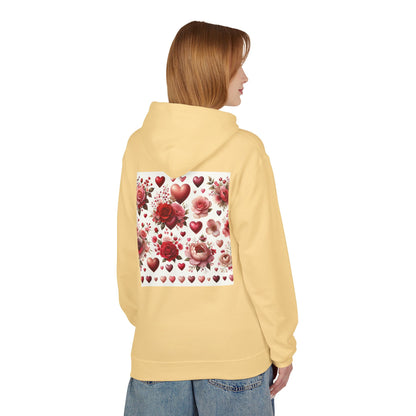 Heart & Rose Pattern Hoodie — Romantic Floral Valentine Pullover