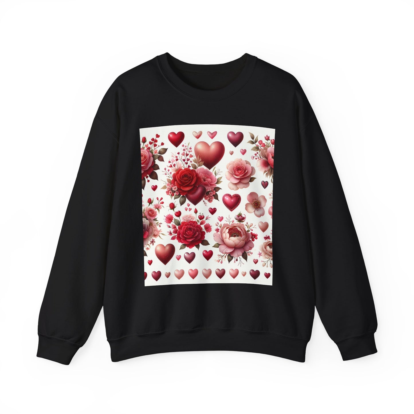 Romantic Floral Sweatshirt with Hearts