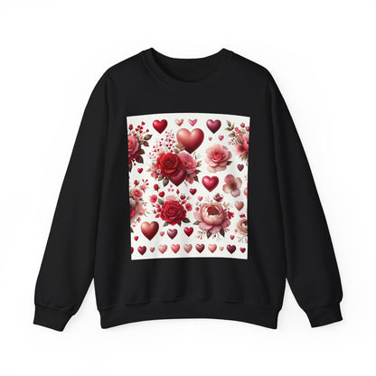 Romantic Floral Sweatshirt with Hearts