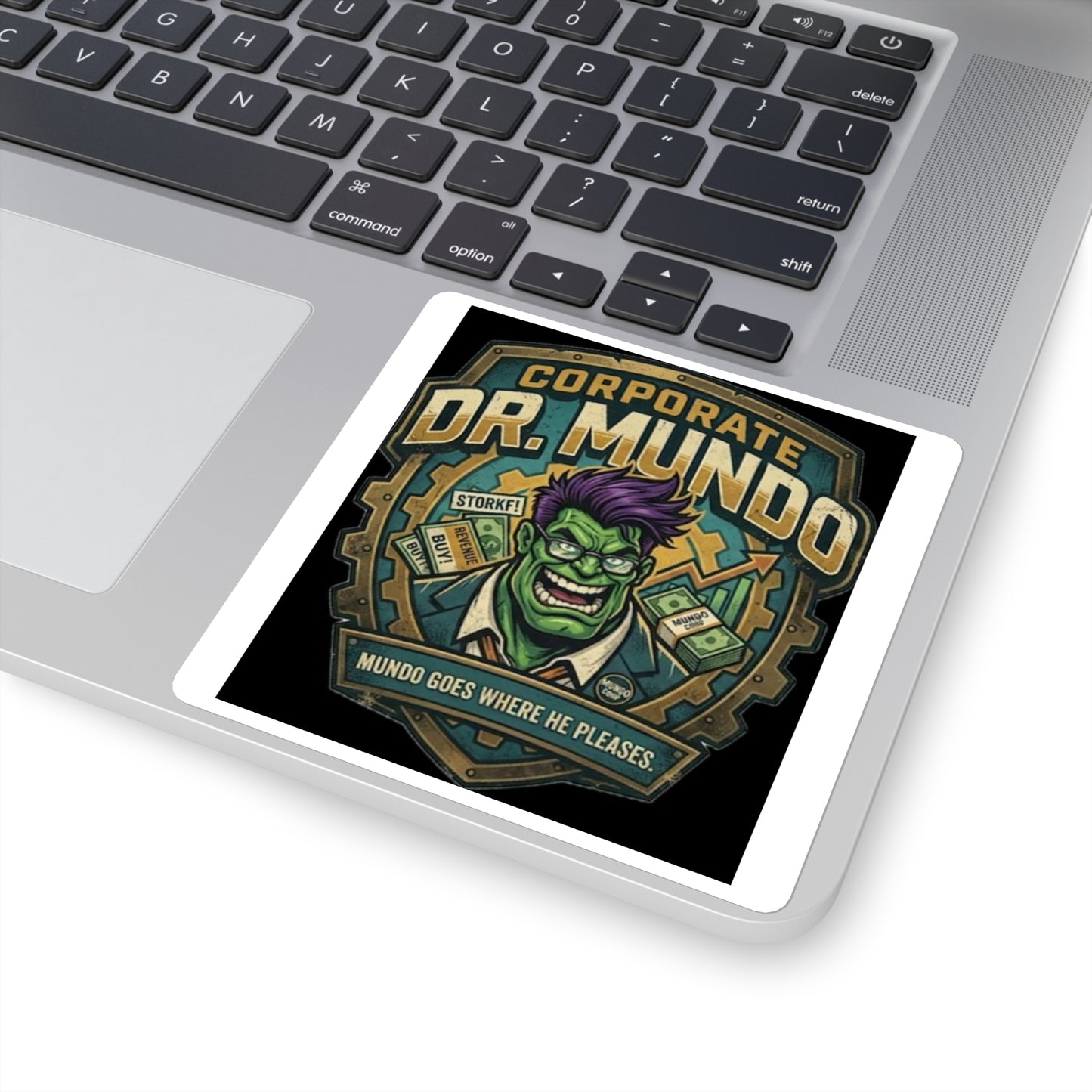 Square Sticker — Corporate Dr. Mundo Gaming Logo ("Mundo Goes Where He Pleases") league of legends