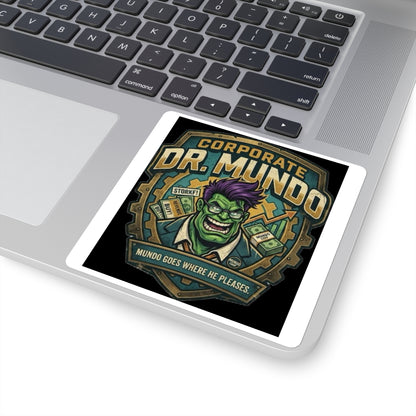 Square Sticker — Corporate Dr. Mundo Gaming Logo ("Mundo Goes Where He Pleases") league of legends