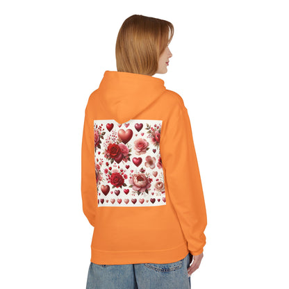 Heart & Rose Pattern Hoodie — Romantic Floral Valentine Pullover
