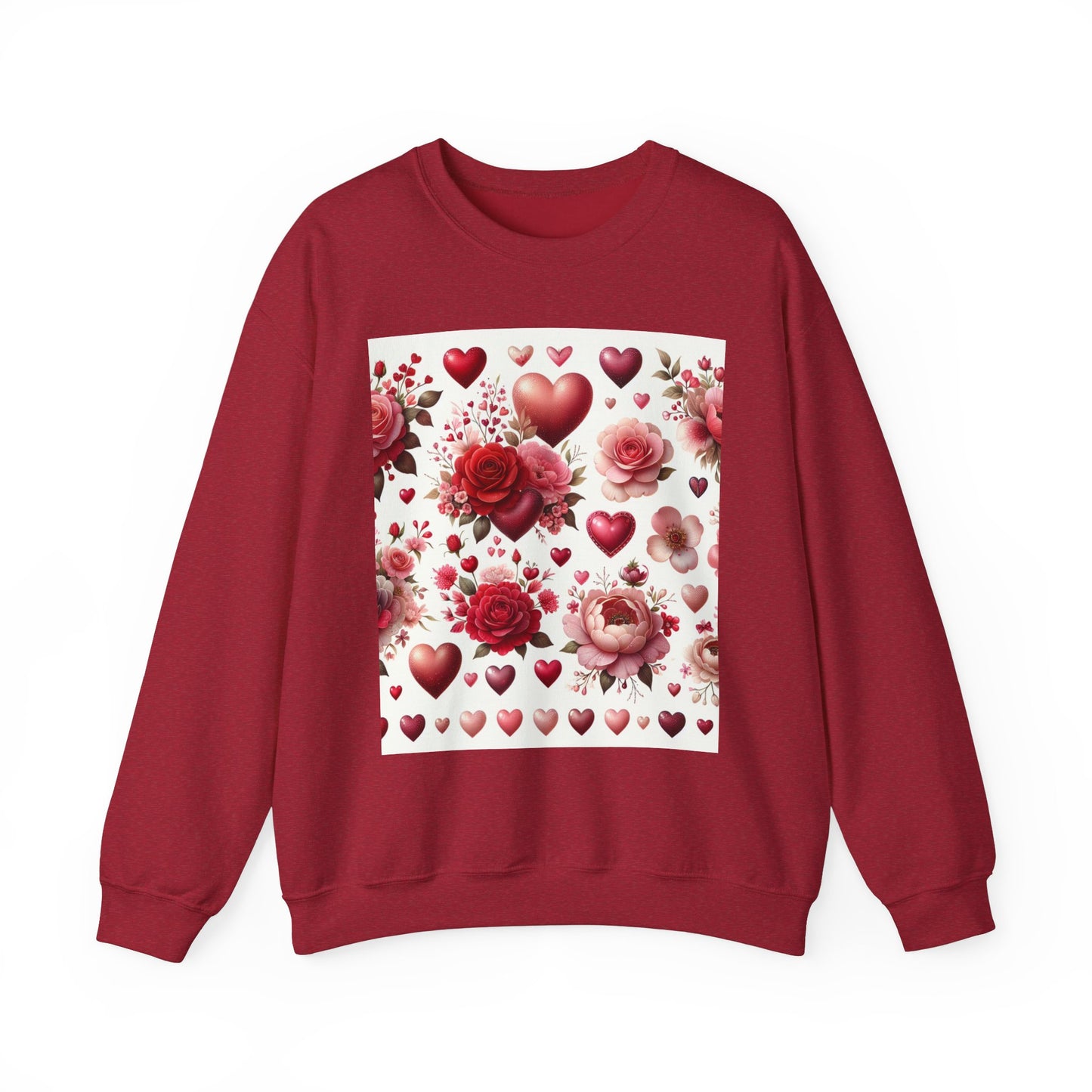 Romantic Floral Sweatshirt with Hearts