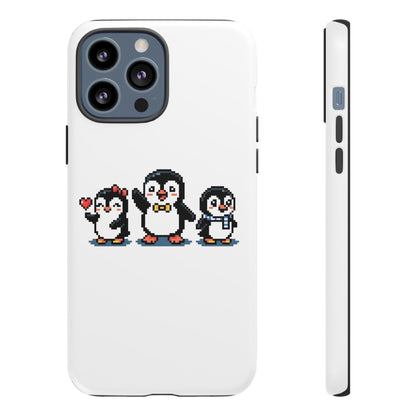 Penguin Pixel Trio Phone Case — Cute Retro 8‑Bit Penguin Family Protective Cover