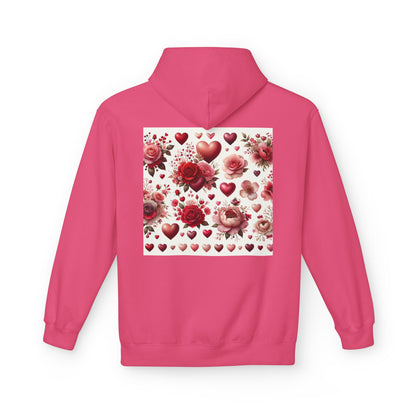 Heart & Rose Pattern Hoodie — Romantic Floral Valentine Pullover