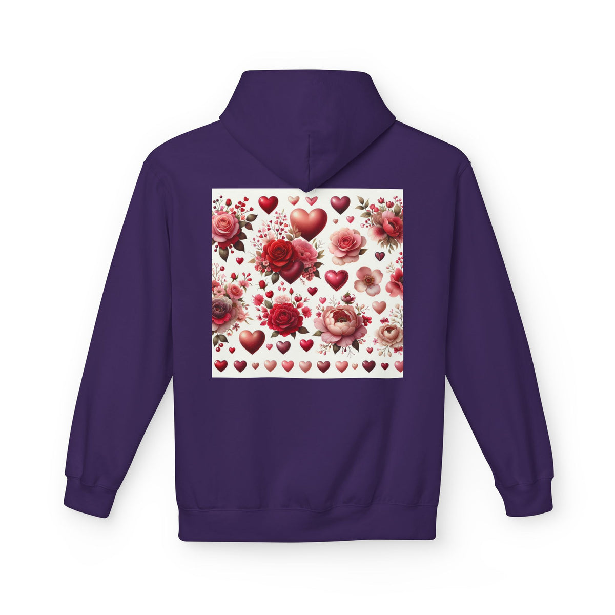 Heart & Rose Pattern Hoodie — Romantic Floral Valentine Pullover