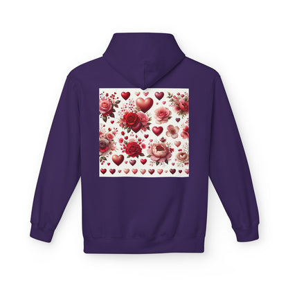 Heart & Rose Pattern Hoodie — Romantic Floral Valentine Pullover