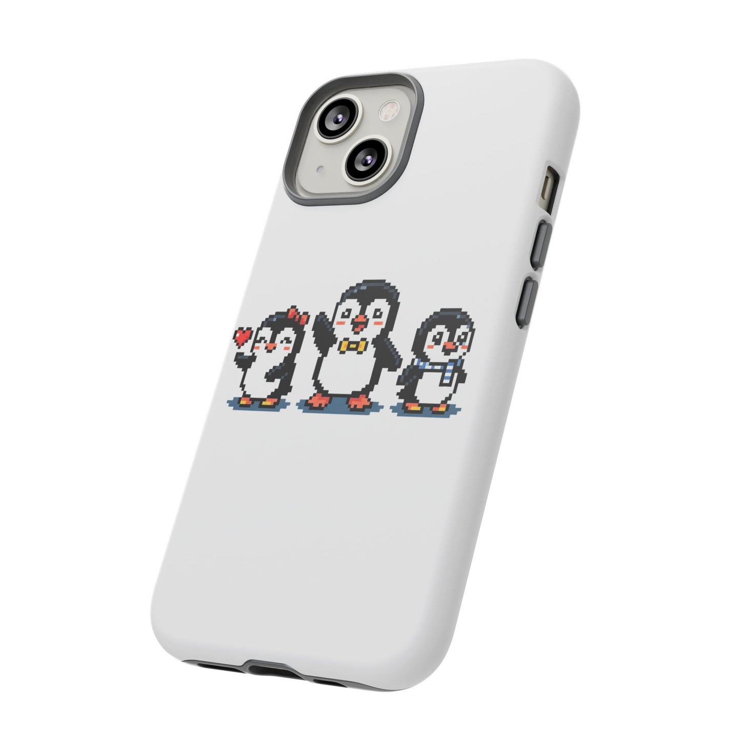 Penguin Pixel Trio Phone Case — Cute Retro 8‑Bit Penguin Family Protective Cover