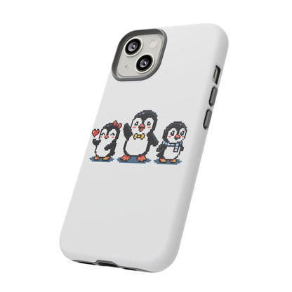 Penguin Pixel Trio Phone Case — Cute Retro 8‑Bit Penguin Family Protective Cover