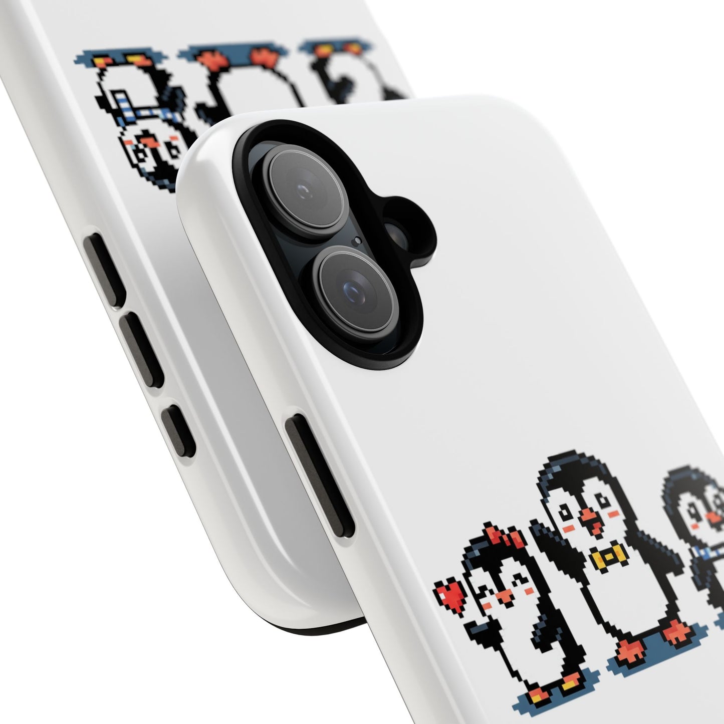 Penguin Pixel Trio Phone Case — Cute Retro 8‑Bit Penguin Family Protective Cover
