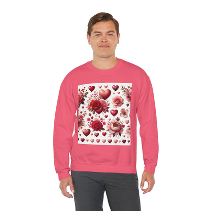 Romantic Floral Sweatshirt with Hearts