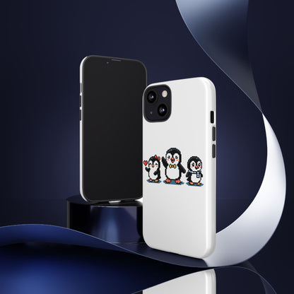 Penguin Pixel Trio Phone Case — Cute Retro 8‑Bit Penguin Family Protective Cover