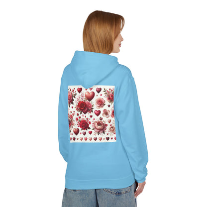 Heart & Rose Pattern Hoodie — Romantic Floral Valentine Pullover