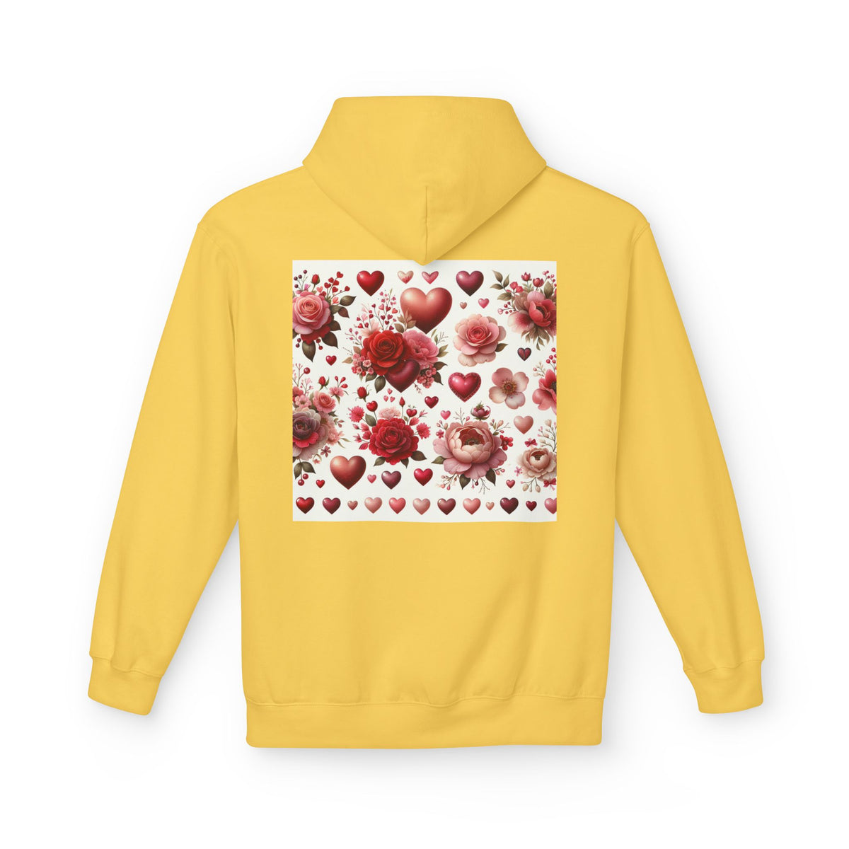 Heart & Rose Pattern Hoodie — Romantic Floral Valentine Pullover