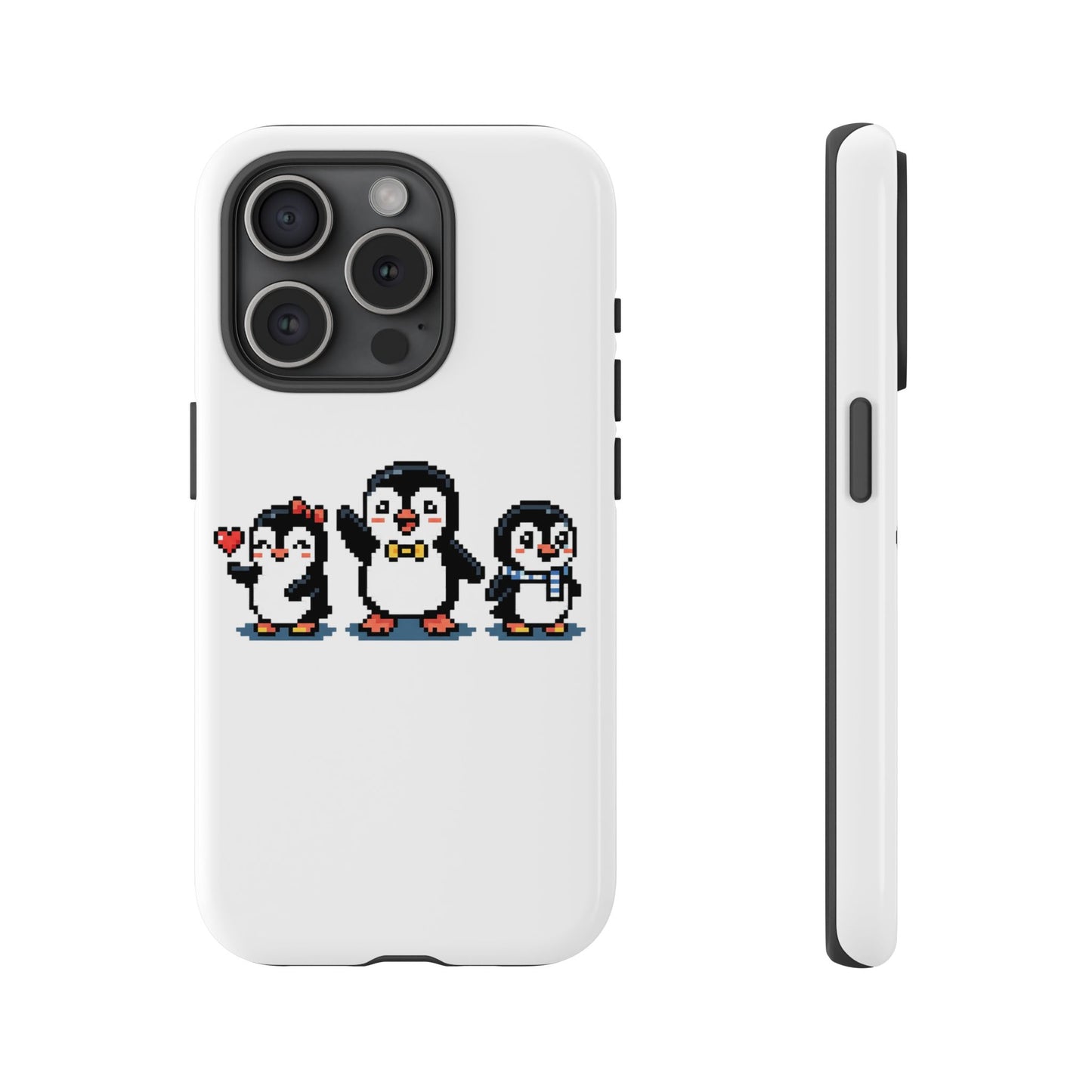 Penguin Pixel Trio Phone Case — Cute Retro 8‑Bit Penguin Family Protective Cover