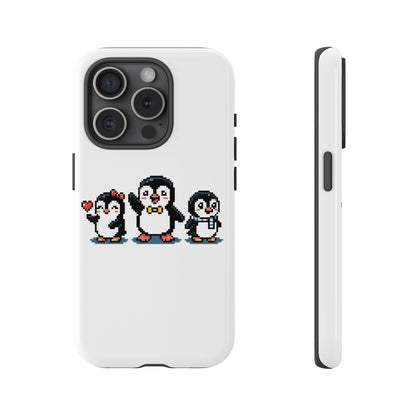 Penguin Pixel Trio Phone Case — Cute Retro 8‑Bit Penguin Family Protective Cover