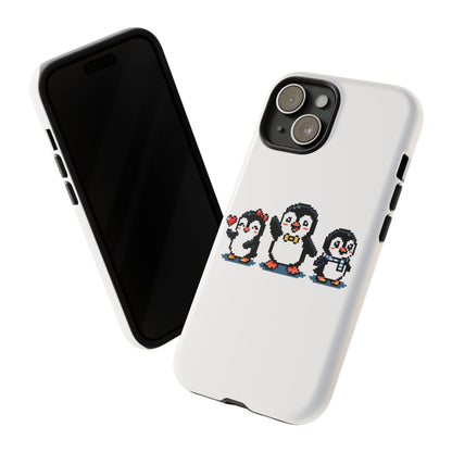 Penguin Pixel Trio Phone Case — Cute Retro 8‑Bit Penguin Family Protective Cover