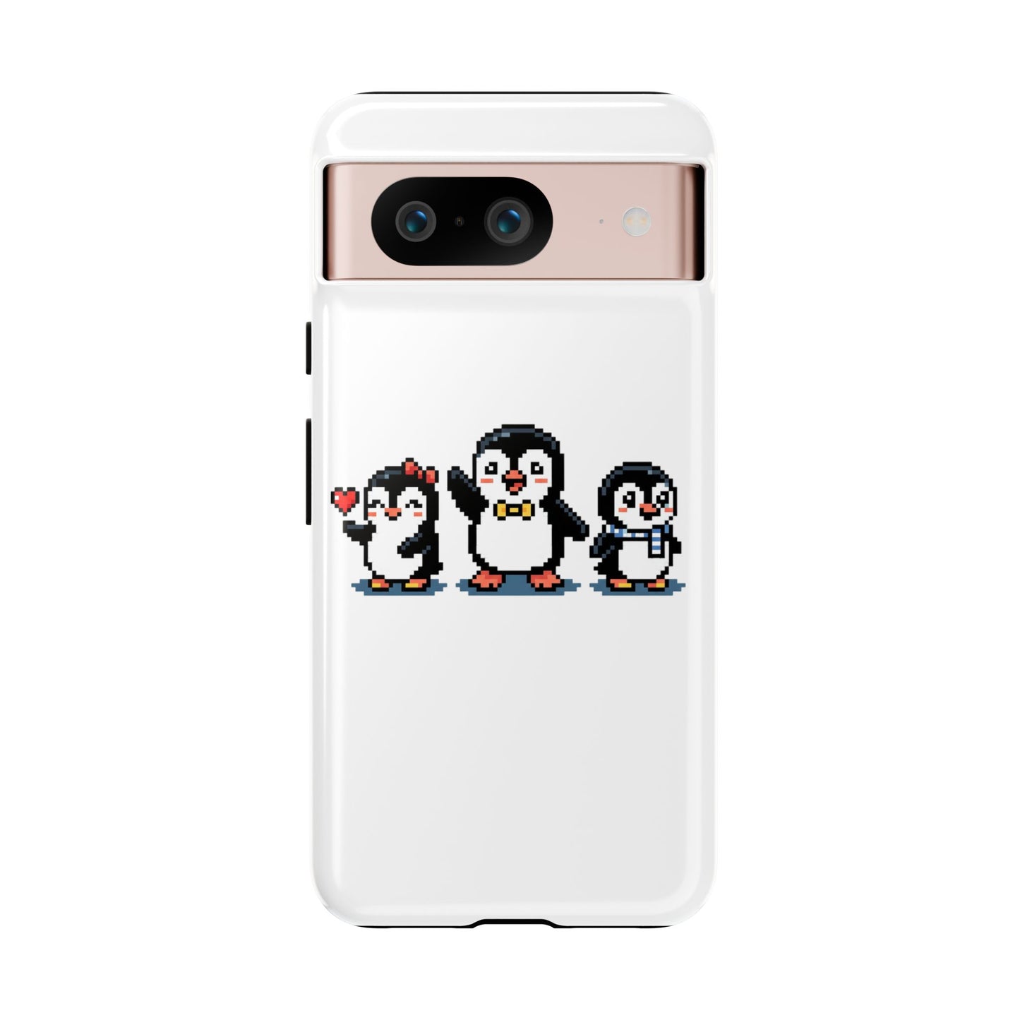 Penguin Pixel Trio Phone Case — Cute Retro 8‑Bit Penguin Family Protective Cover
