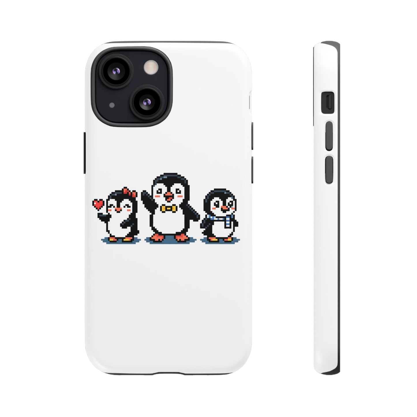 Penguin Pixel Trio Phone Case — Cute Retro 8‑Bit Penguin Family Protective Cover