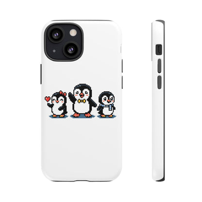 Penguin Pixel Trio Phone Case — Cute Retro 8‑Bit Penguin Family Protective Cover