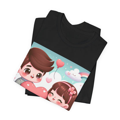 Cute Couple Heart Graphic Tee - Valentine Kawaii Love T-Shirt