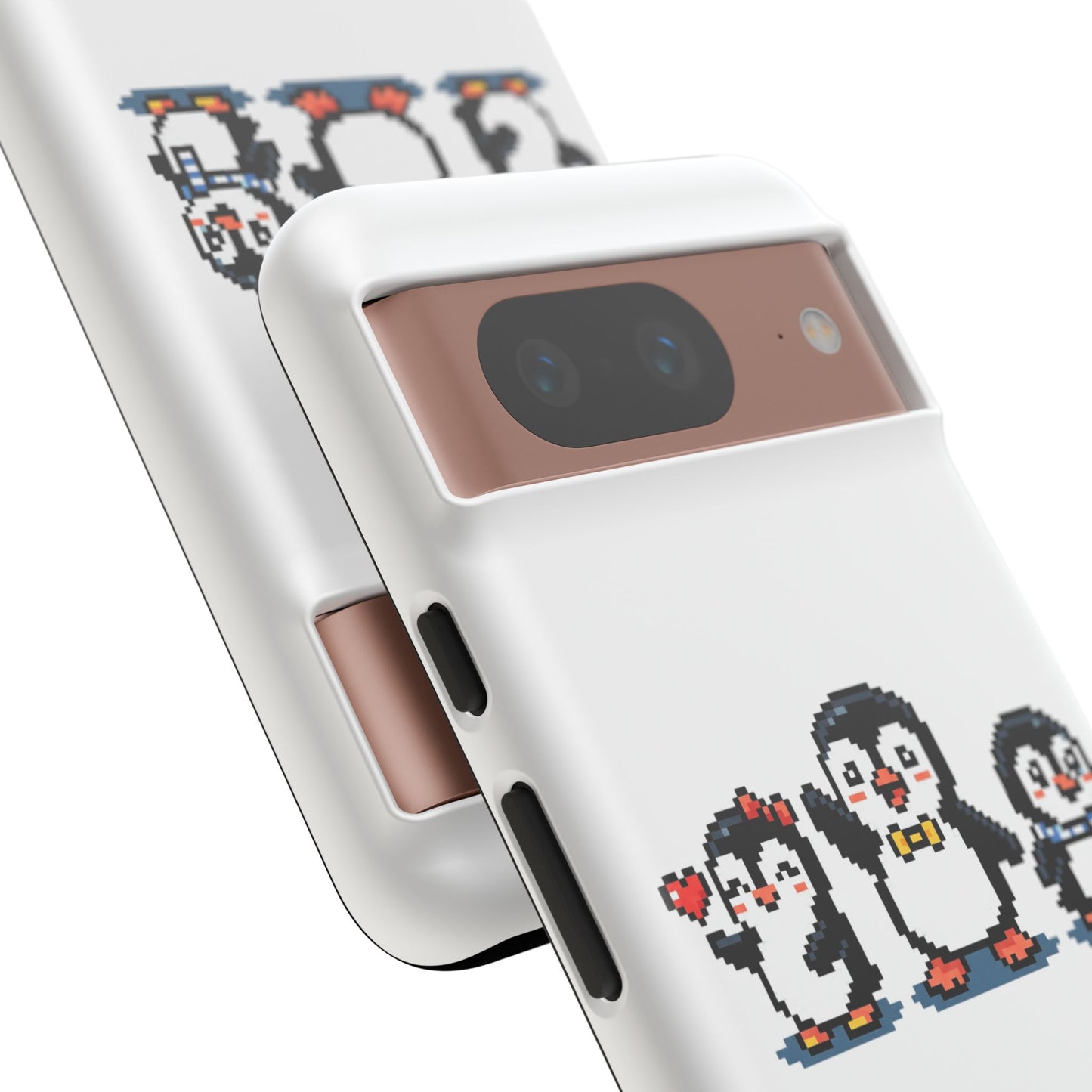 Penguin Pixel Trio Phone Case — Cute Retro 8‑Bit Penguin Family Protective Cover