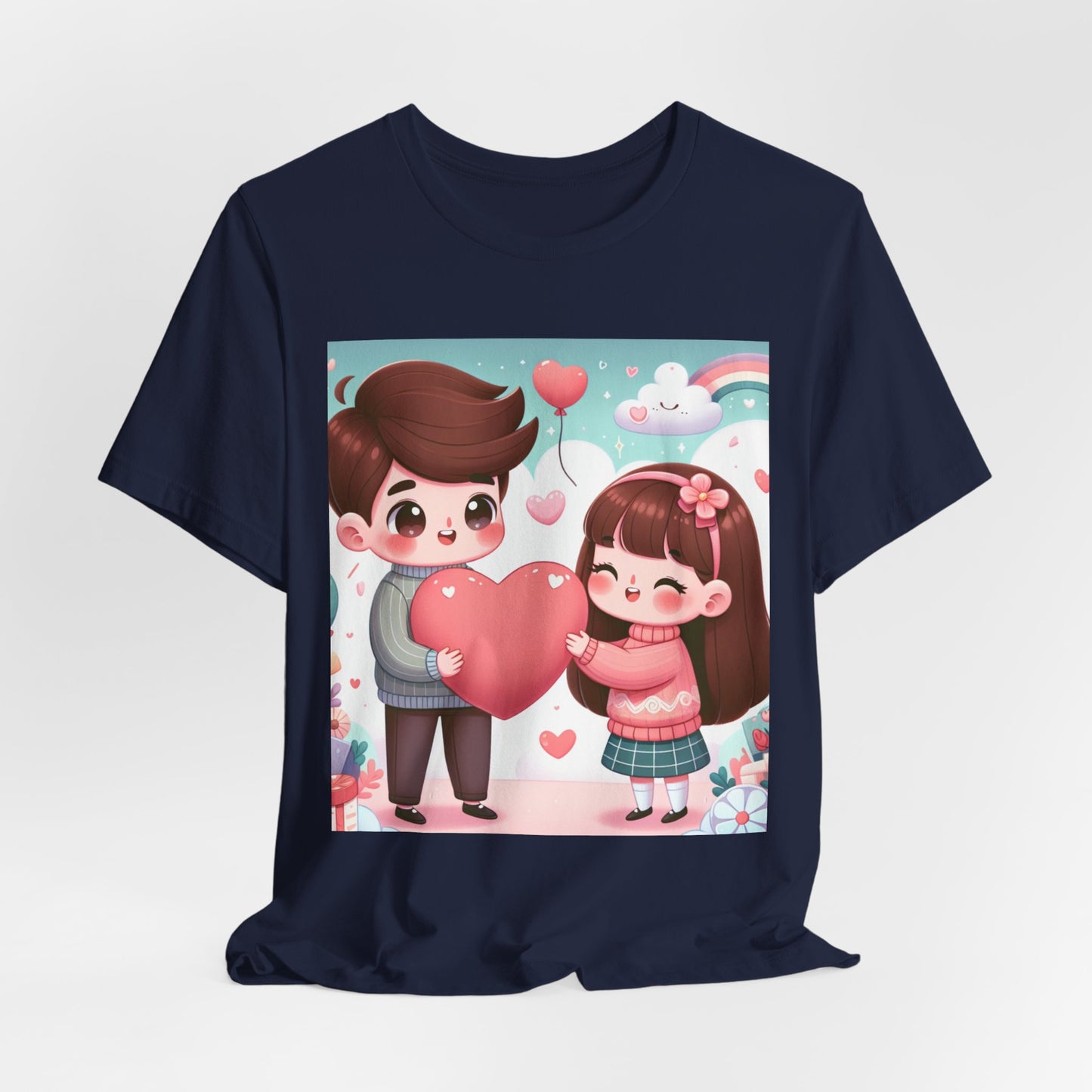 Cute Couple Heart Graphic Tee - Valentine Kawaii Love T-Shirt