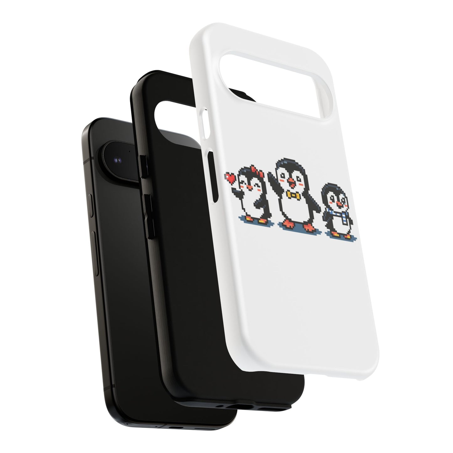 Penguin Pixel Trio Phone Case — Cute Retro 8‑Bit Penguin Family Protective Cover