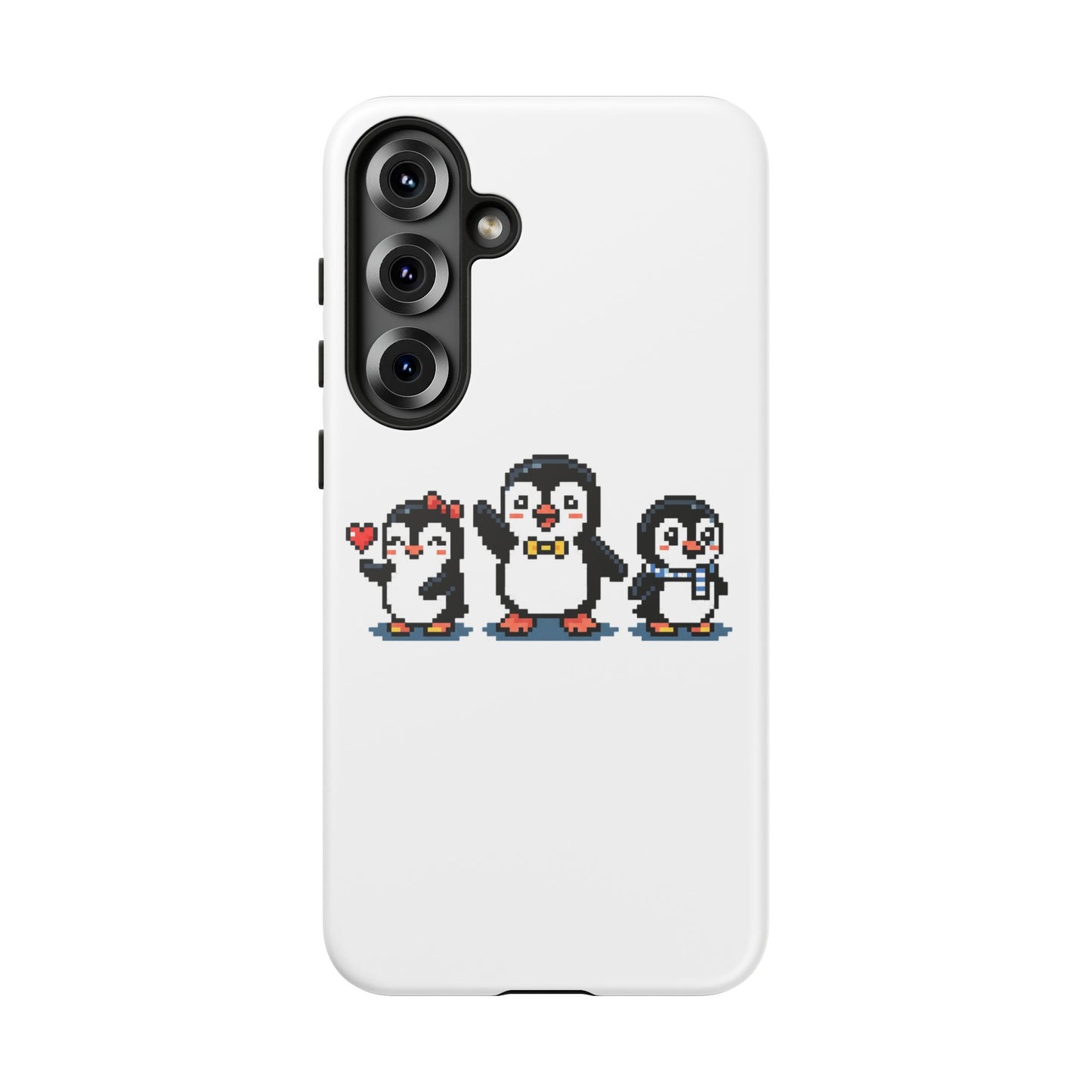 Penguin Pixel Trio Phone Case — Cute Retro 8‑Bit Penguin Family Protective Cover