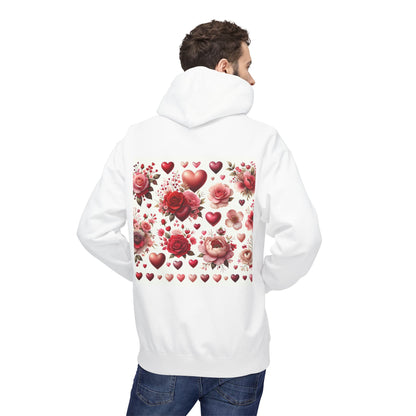 Heart & Rose Pattern Hoodie — Romantic Floral Valentine Pullover
