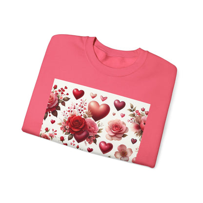 Romantic Floral Sweatshirt with Hearts