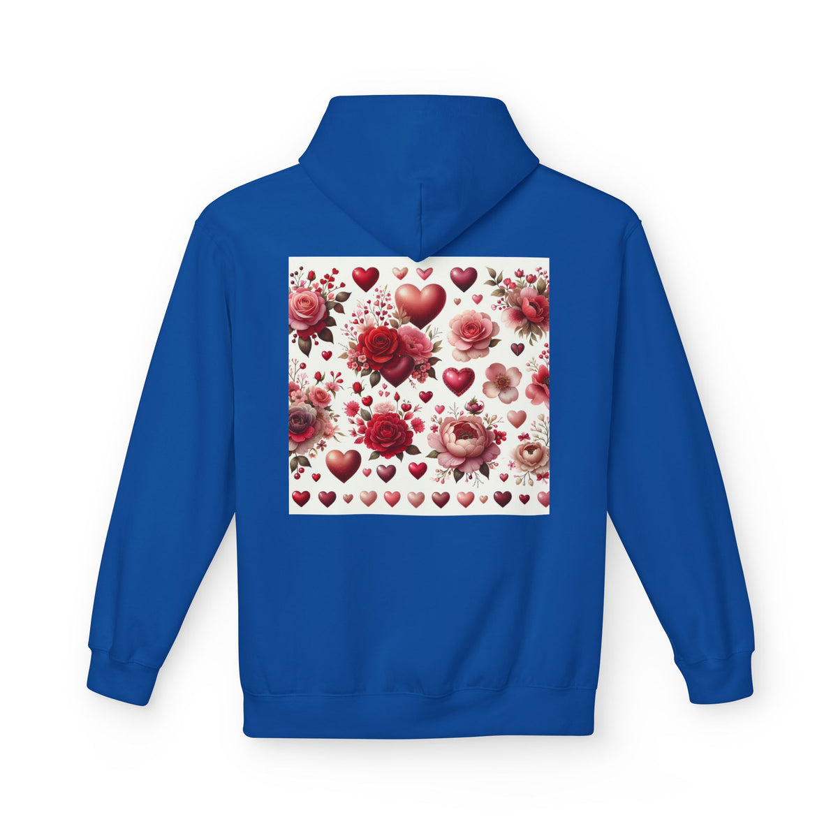 Heart & Rose Pattern Hoodie — Romantic Floral Valentine Pullover