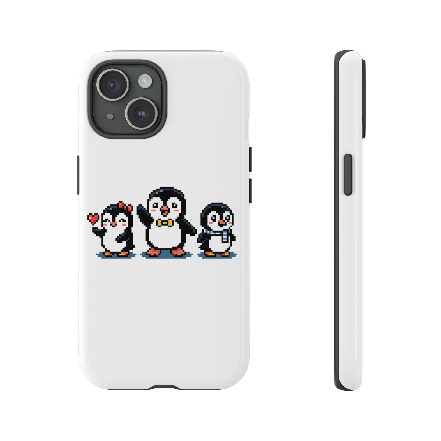 Penguin Pixel Trio Phone Case — Cute Retro 8‑Bit Penguin Family Protective Cover