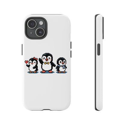 Penguin Pixel Trio Phone Case — Cute Retro 8‑Bit Penguin Family Protective Cover