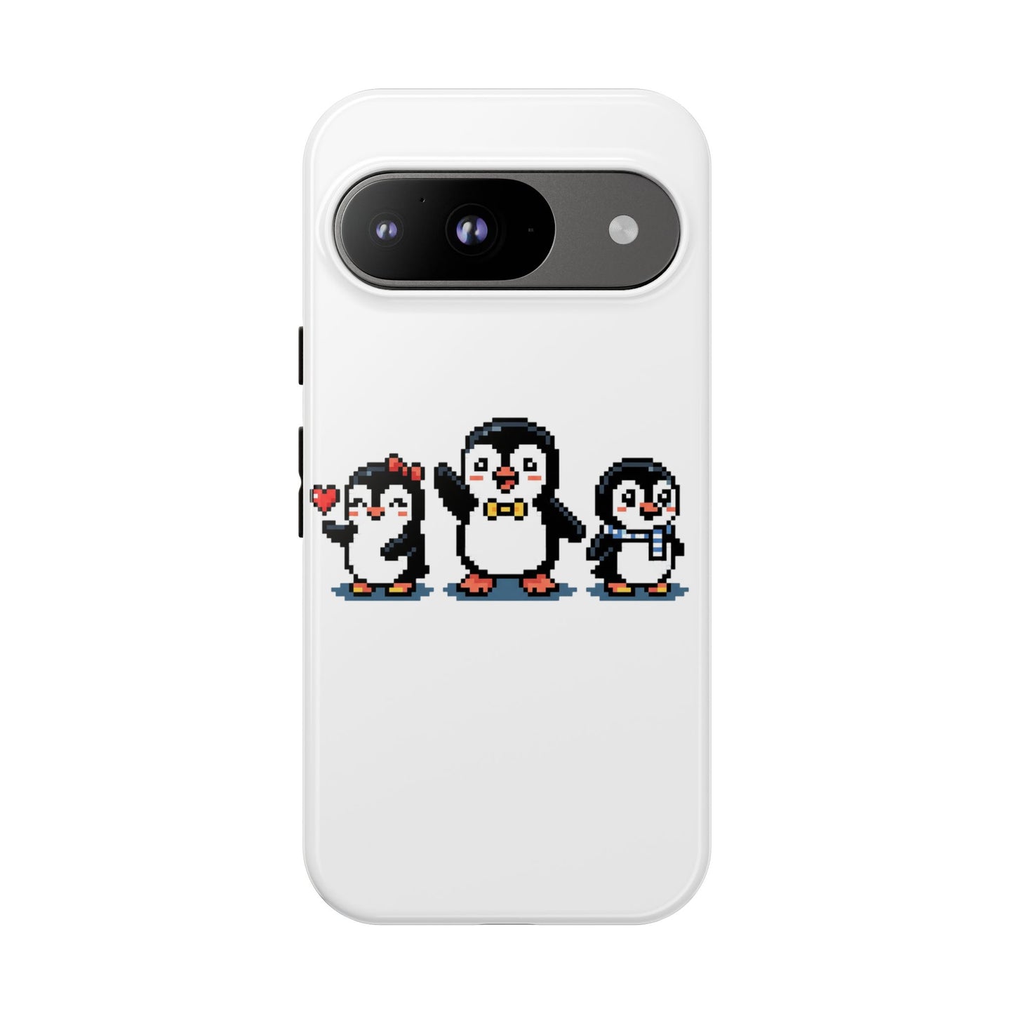Penguin Pixel Trio Phone Case — Cute Retro 8‑Bit Penguin Family Protective Cover