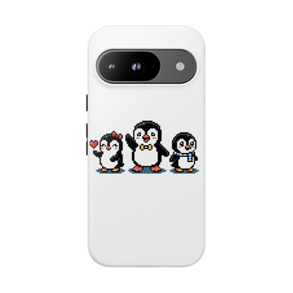 Penguin Pixel Trio Phone Case — Cute Retro 8‑Bit Penguin Family Protective Cover
