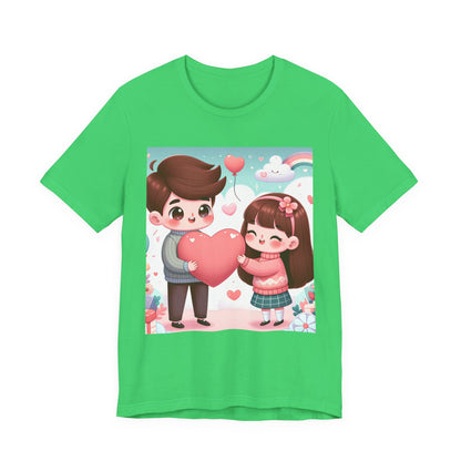 Cute Couple Heart Graphic Tee - Valentine Kawaii Love T-Shirt