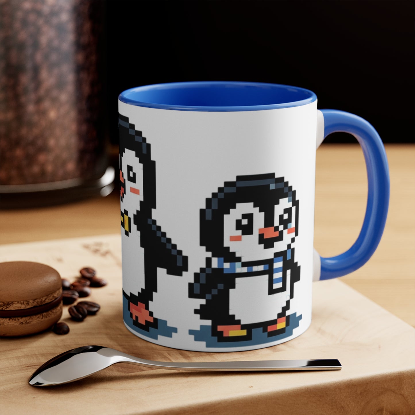 Pixel Penguin Accent Mug — Cute 8‑Bit Penguin Couple 11oz Coffee Cup