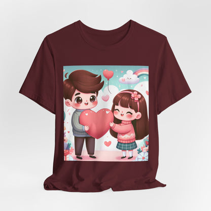 Cute Couple Heart Graphic Tee - Valentine Kawaii Love T-Shirt