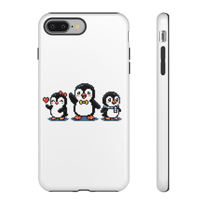 Penguin Pixel Trio Phone Case — Cute Retro 8‑Bit Penguin Family Protective Cover