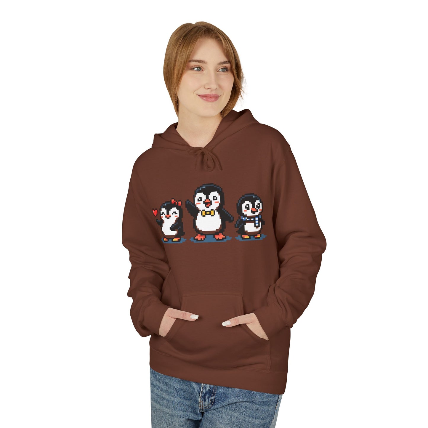 Pixel Penguin Hoodie — Cute Retro 8-Bit Penguin Family Pullover