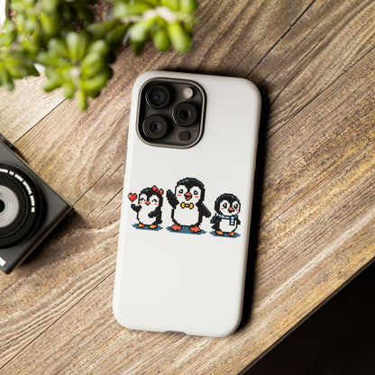 Penguin Pixel Trio Phone Case — Cute Retro 8‑Bit Penguin Family Protective Cover