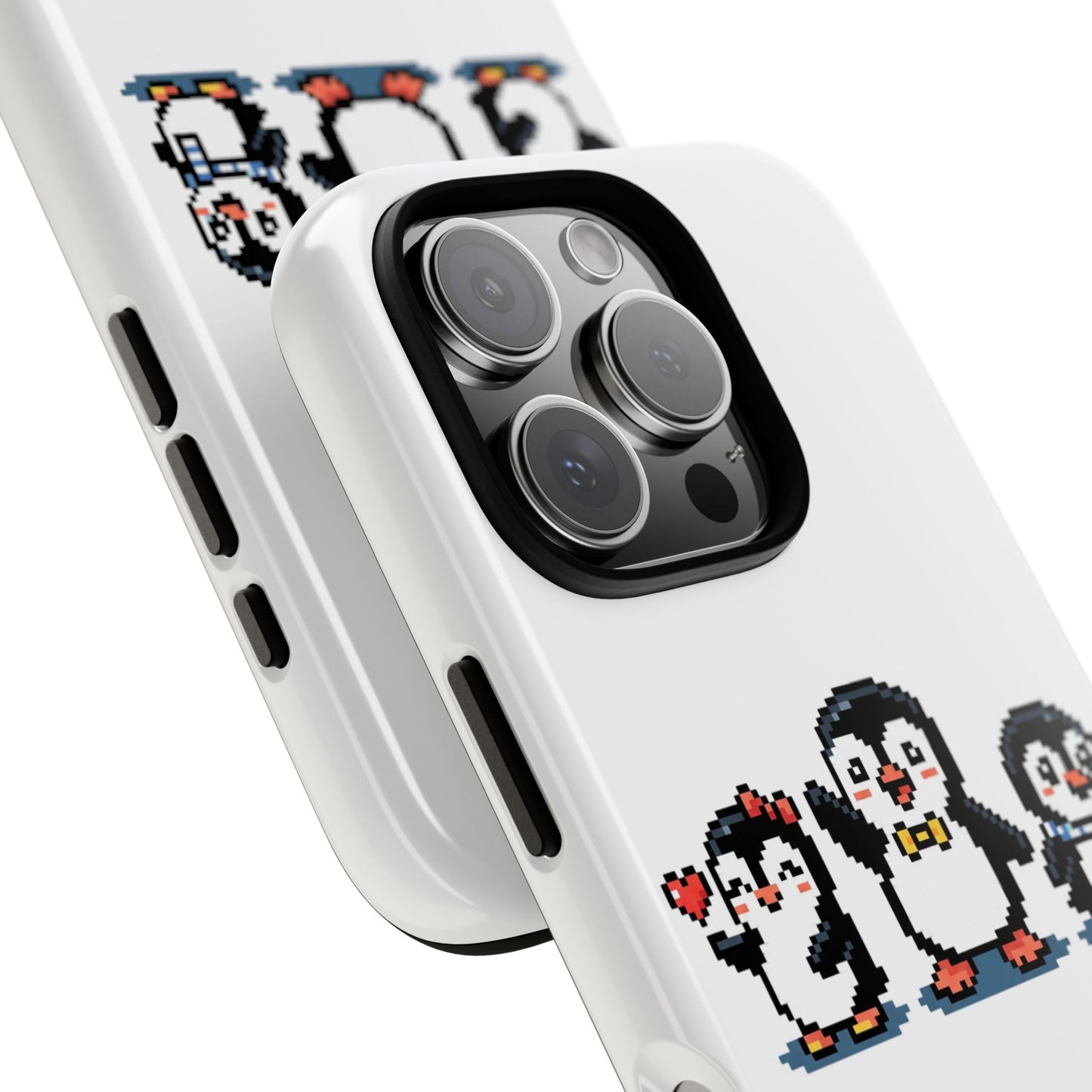 Penguin Pixel Trio Phone Case — Cute Retro 8‑Bit Penguin Family Protective Cover